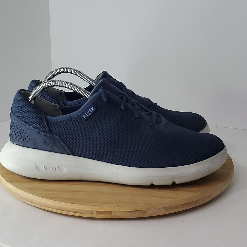 Kizik Madrid Eco Knit Hands Free Lace-Up Comfort Sneakers Navy Blue M 9.5/ W 11